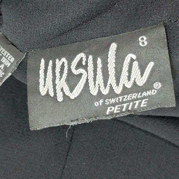 Vintage 80s 90s Ursula of Switzerland Black Surplice Faux Wrap Sheath Dress - Picture 9 of 10